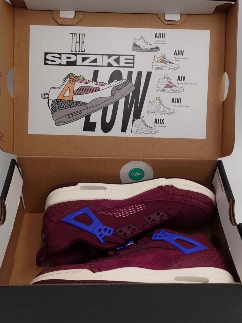 Jordan Spizike Lee Low Retro Suede Sneakers Burgundy with Royal Blue